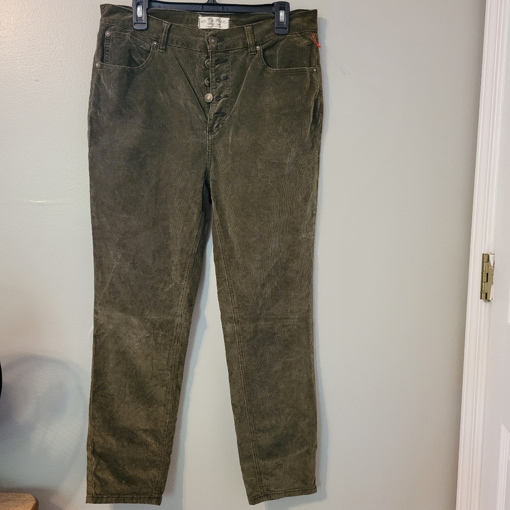 We The Free Olive Green Corduroy Skinny Bohemian Jeans/Pants. Size 31 - Picture 2 of 8